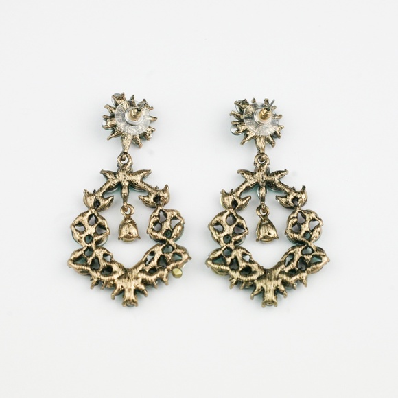 "Chelsea" Drop Crystal Earrings - Green & Lavender - Picture 4 of 4